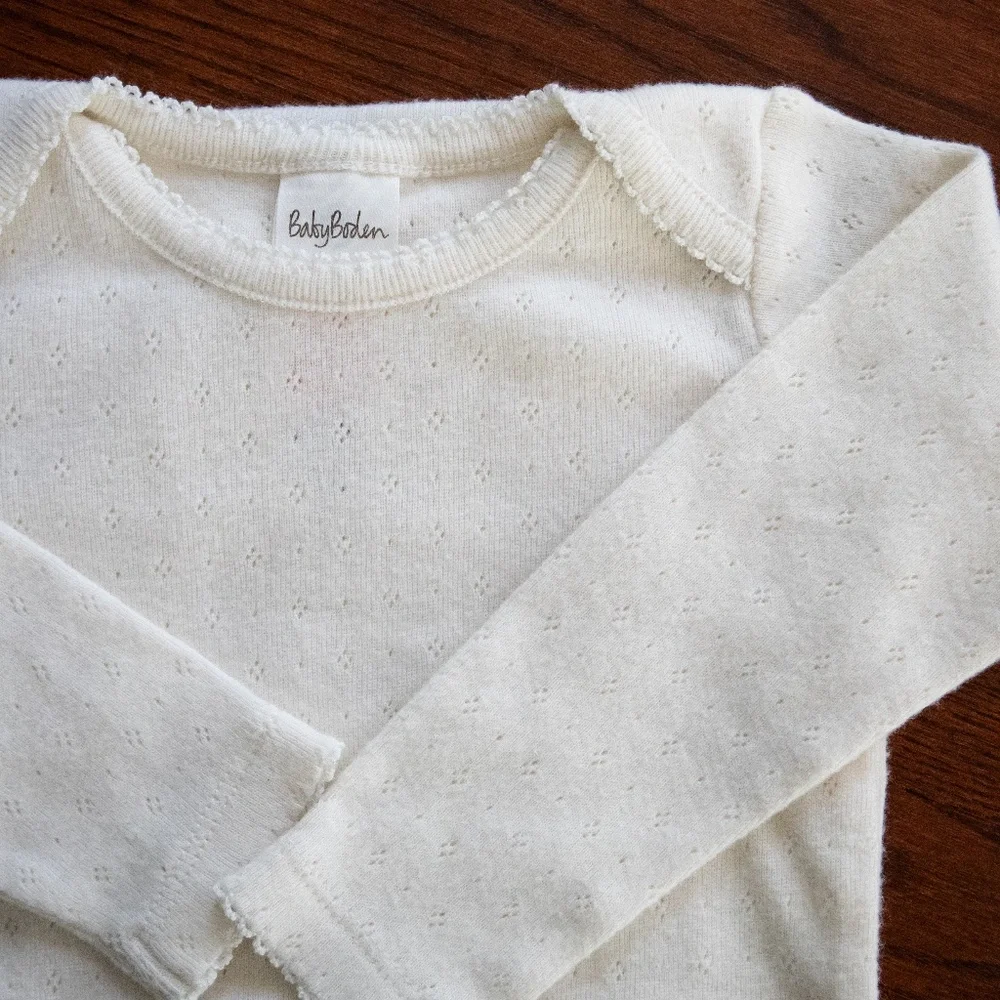 NWOT Baby Boden Pointelle Long Sleeve Onesie - Picture 5 of 9